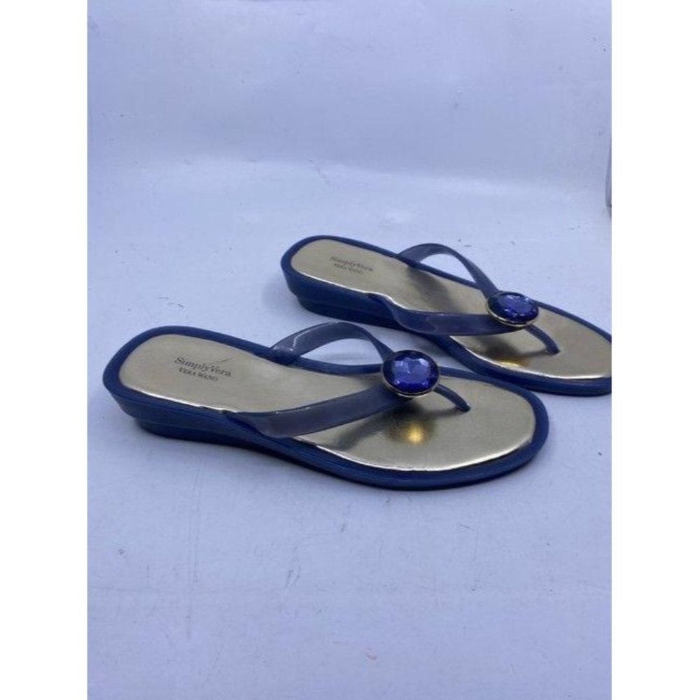 Simply Vera Vera Wang Blue Gold Sandals Size Us - Picture 4 of 7